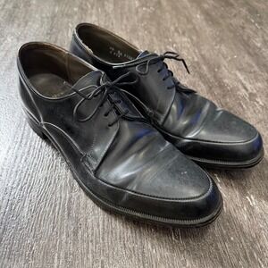 Walk-Over Derby Shoes Mens 10.5 B Black Leather Apron Toe Lace Up Vintage Dress